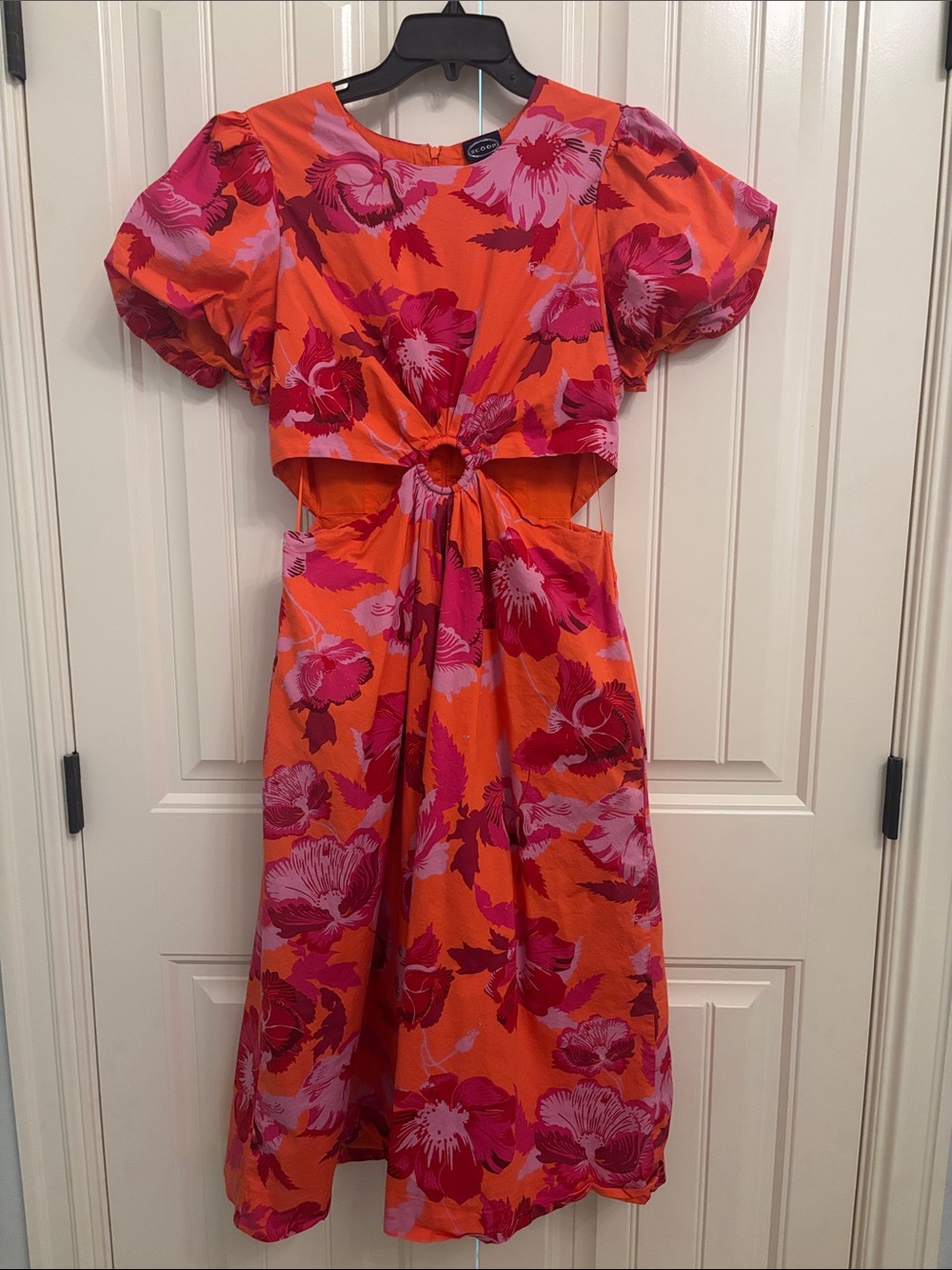 Scoop Floral Orange & Pink Cutout Dress